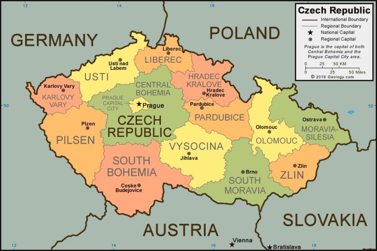 Карта чехии с городами