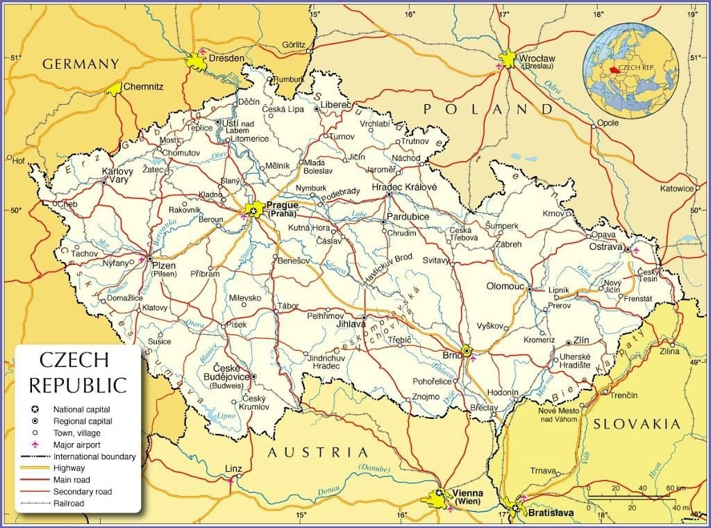 Прага Чехия карта