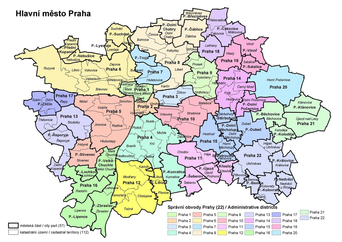 карта Праги и окрестностей
