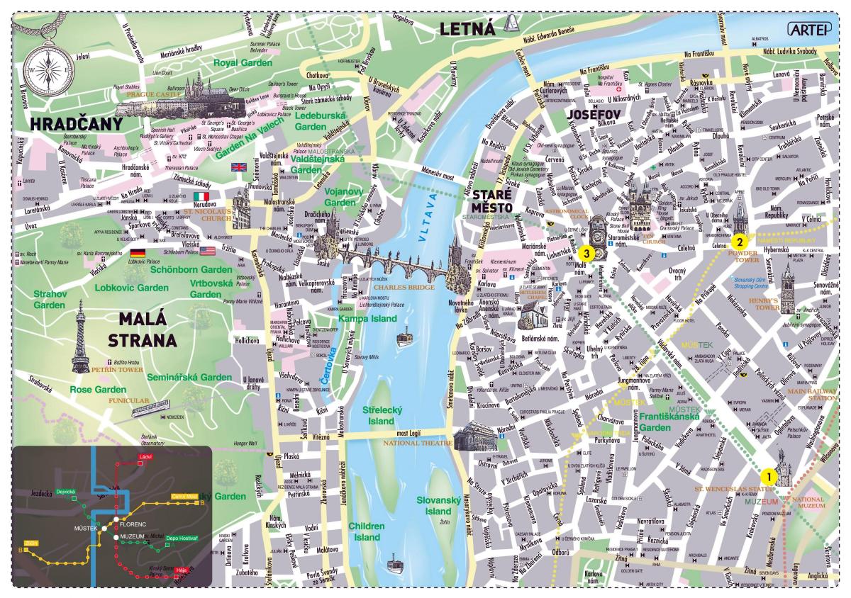 карта Праги центр города
