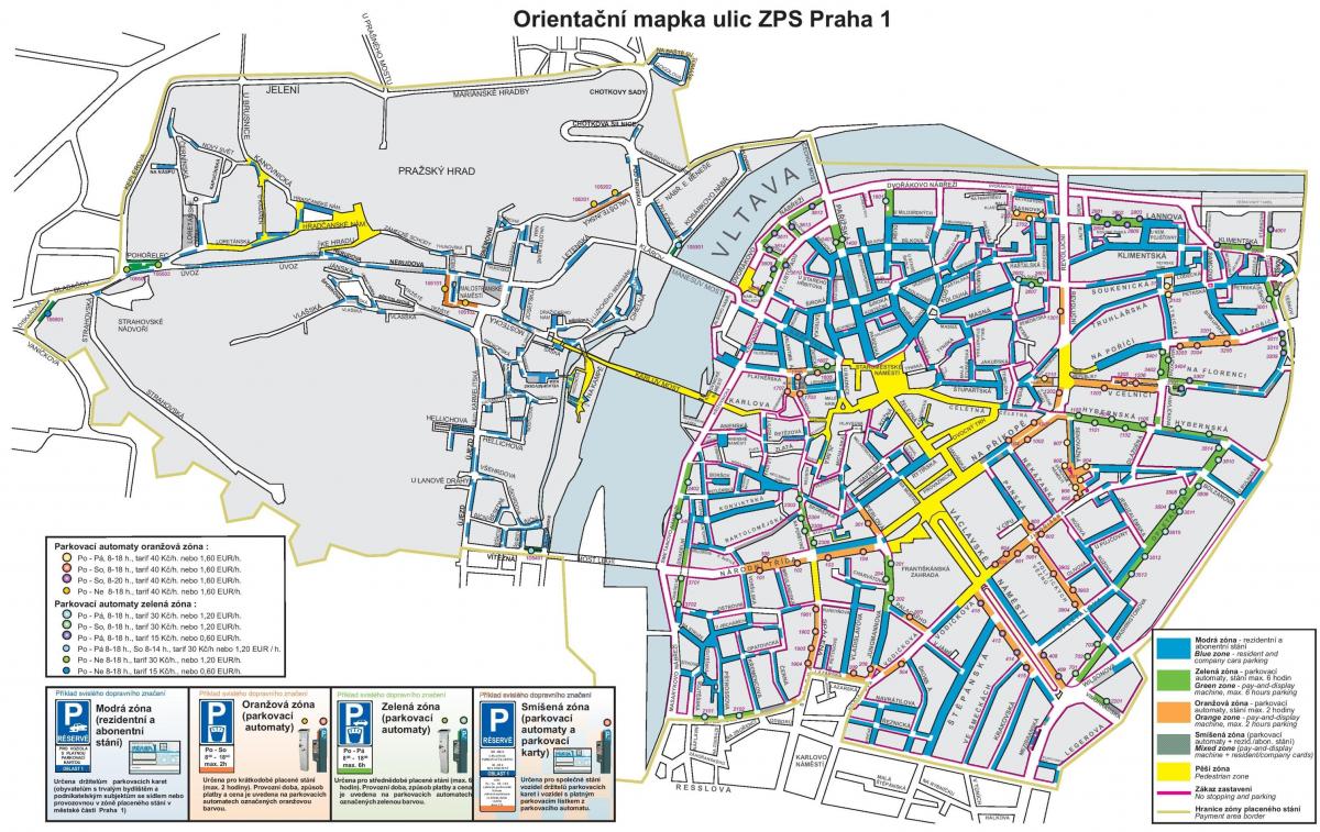Бесплатная парковка в Праге на карте