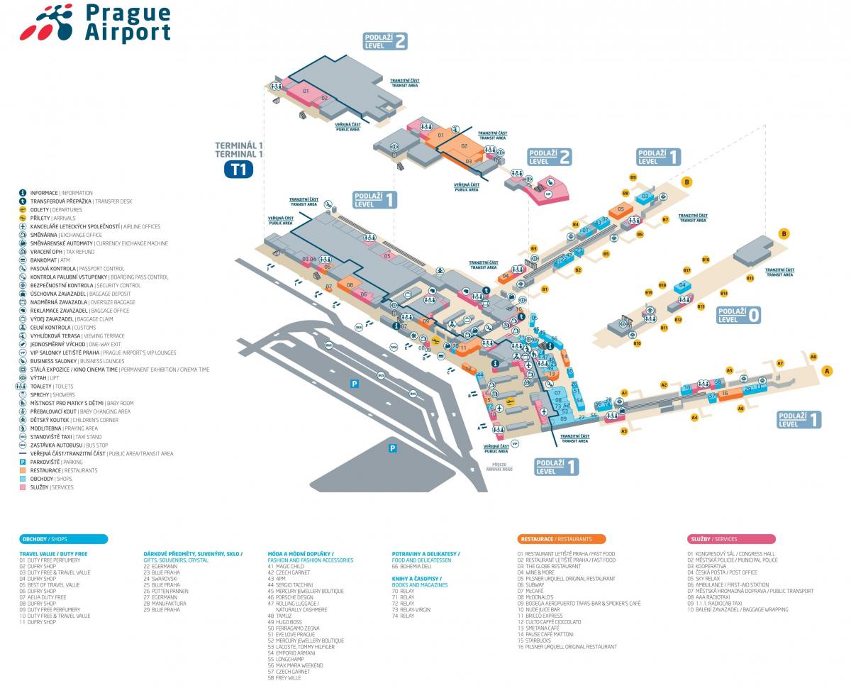 терминал 1 аэропорта Праги карте