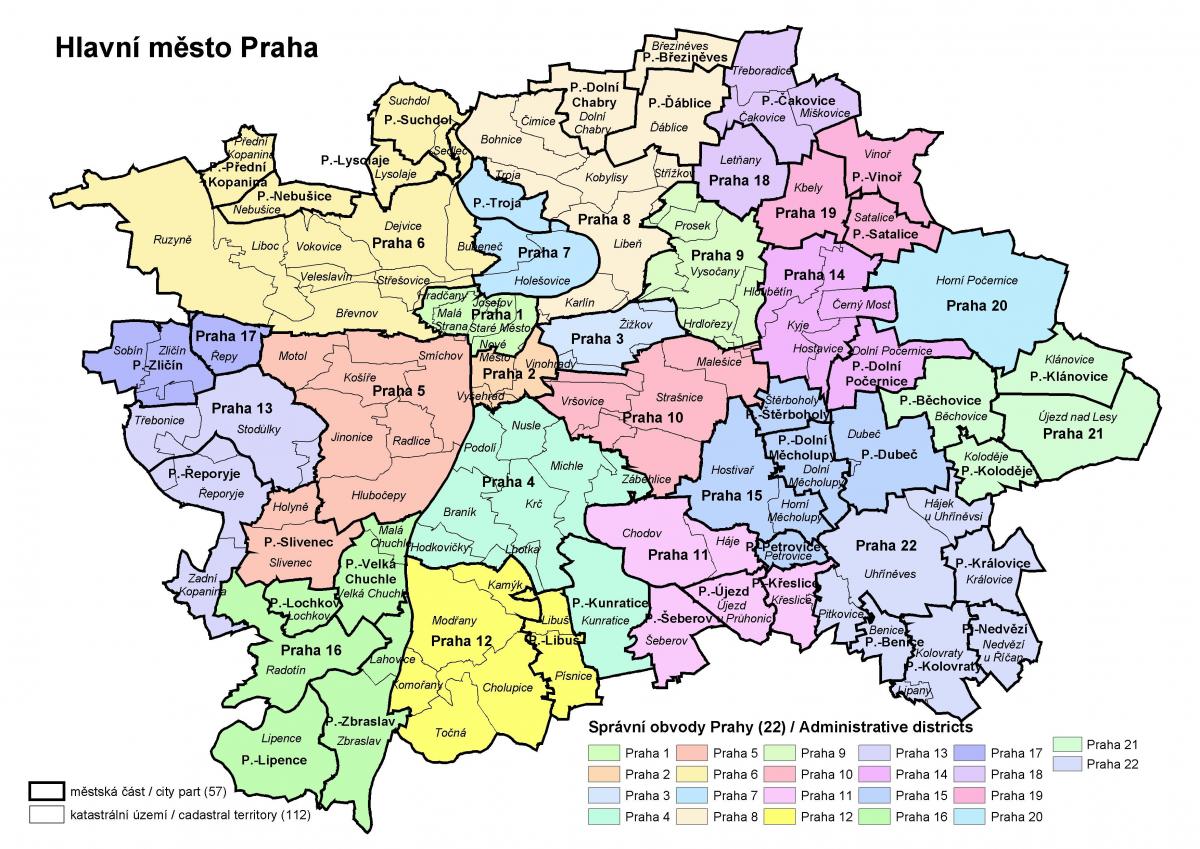 карта Праги и окрестностей