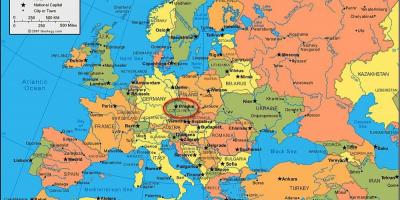 На карте Европы в Праге